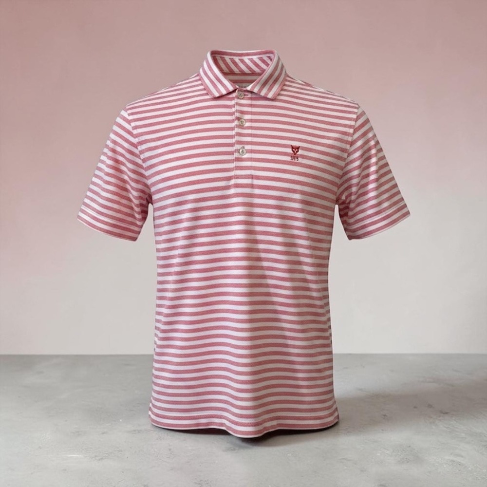 Vineyard Vines Striped Polo Shirt Mens Large Pink White Performance M